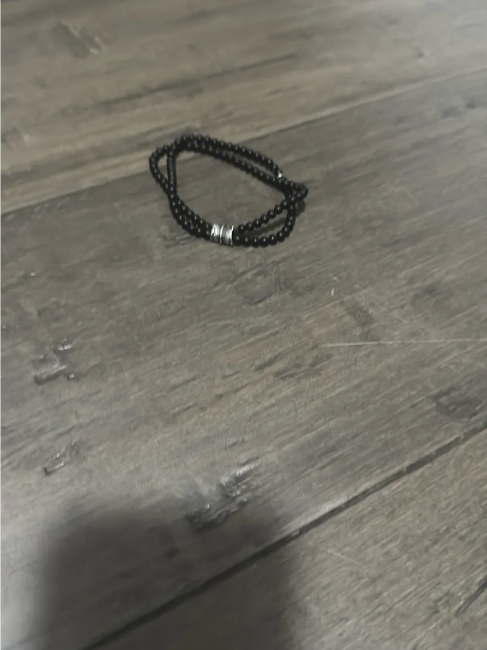 Men's Black Onyx Beaded Bracelet with Sterling Silver Feather